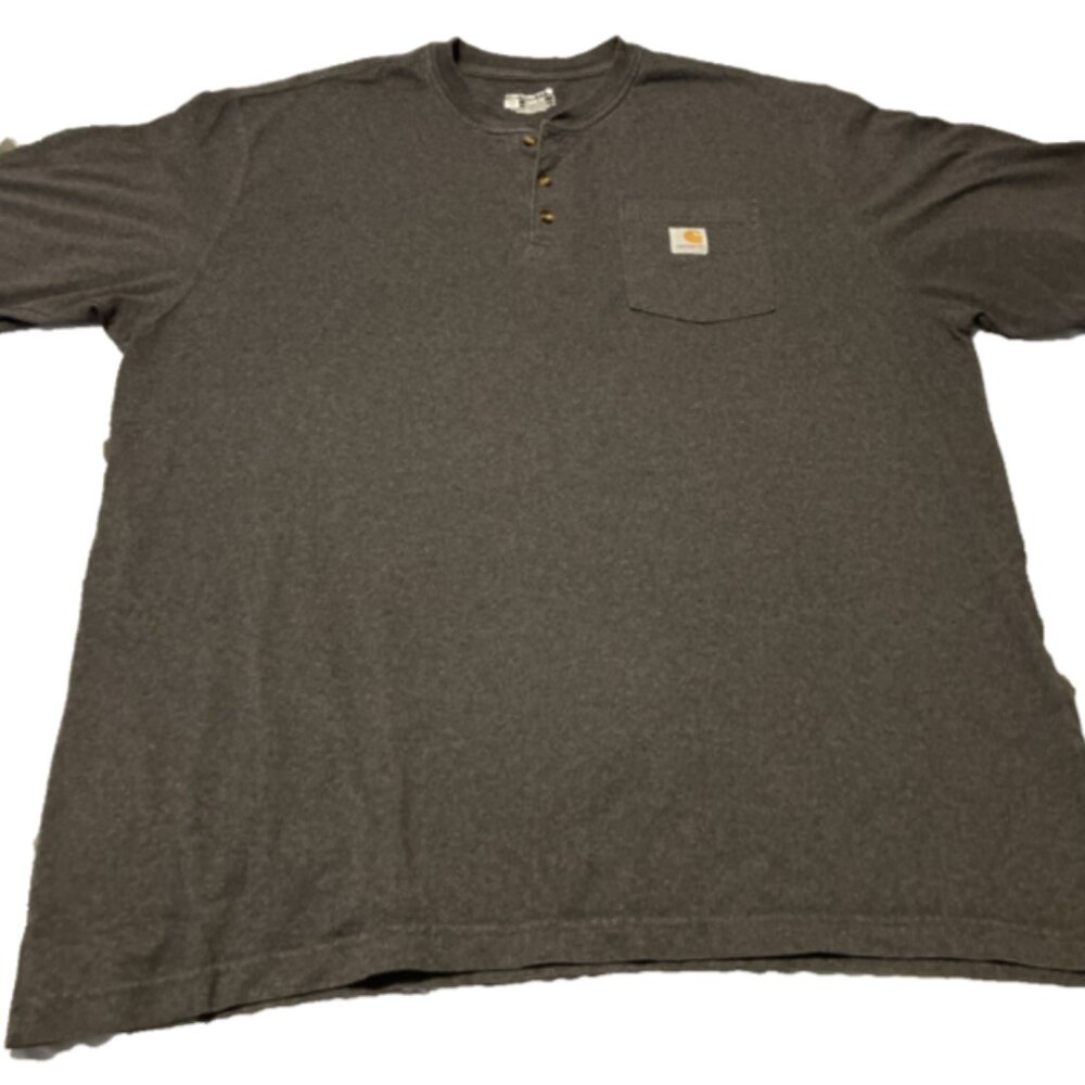 Carhartt 2XL Tall Loose Fit Short Sleeve round button neck grey Tee W/ Pocket